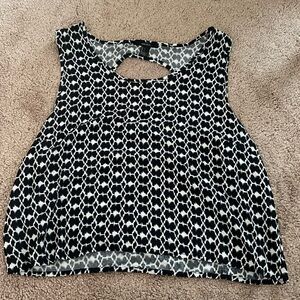 Forever 21 Black and White Cut Out Crop Tank Top